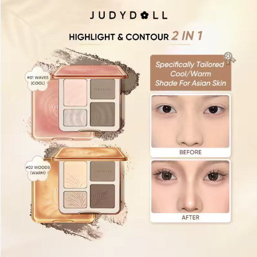 Judydoll 2 IN 1 Highlighter Contour Palette