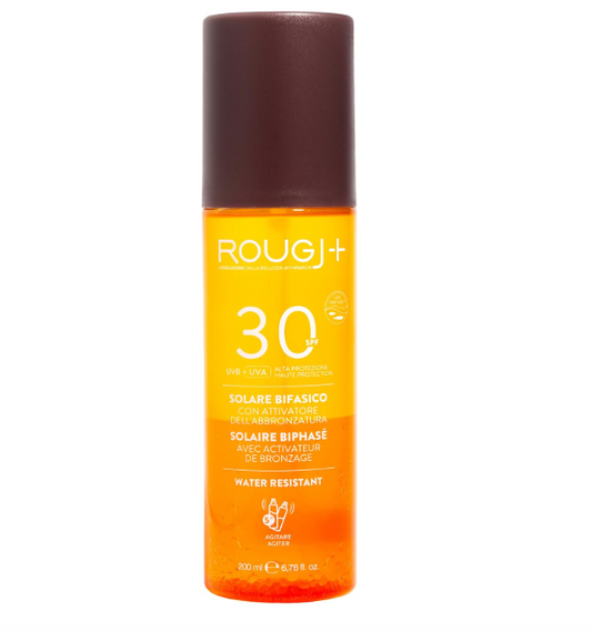 Rougj Spray Solare Bifasico 30 SPF con Attivatore di Melanina