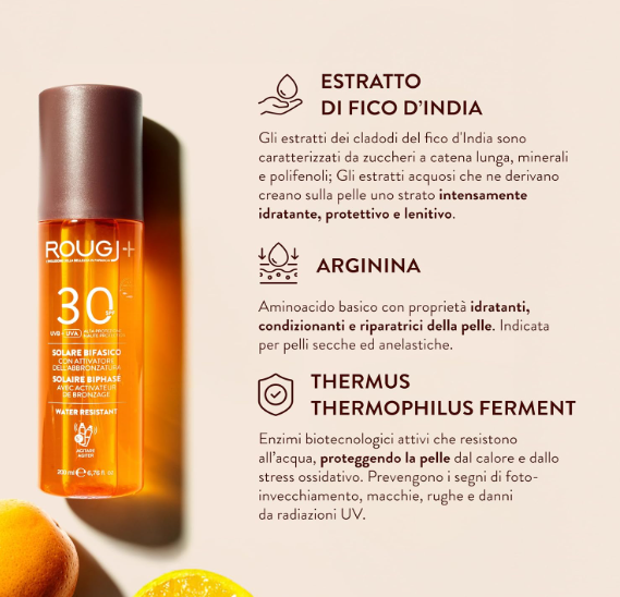 Rougj Spray Solare Bifasico 30 SPF con Attivatore di Melanina