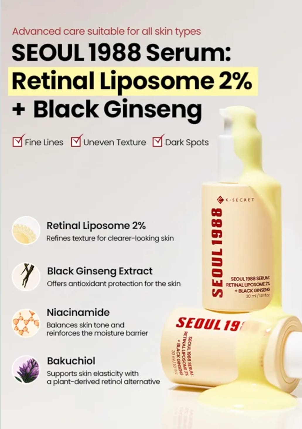 KSECRET SEOUL 1988 Serum: Retinal Liposome 2% + Black Ginseng